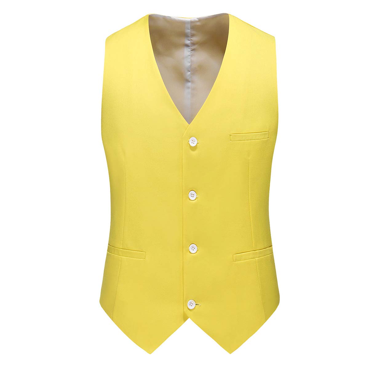 Mens 3 Piece Dress Suit Formal Casual Tux Vest Trousers Yellow