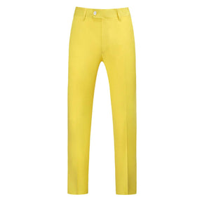 Mens 3 Piece Dress Suit Formal Casual Tux Vest Trousers Yellow