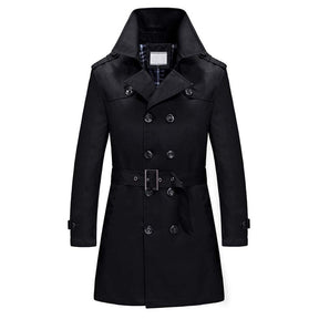 Trench Coat Double Breasted Overcoat Outerwear Pea Coat Black