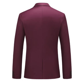 Mens 3 Piece Dress Suit Formal Casual Tux Vest Trousers Wine Red