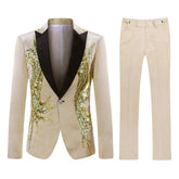 Stylish Sequin Prom Suit 2-Piece Gold Suit