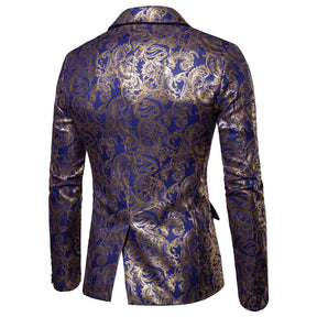 Slim Fit Navy Glitter Paisley Blazer