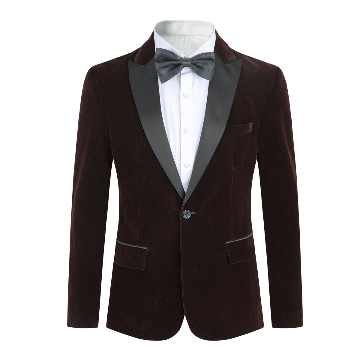 Slim Fit 2-Piece Coffee Pleuche Velvet Tuxedo Suit