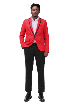 Men's One Button Solid Color Casual Blazer Red