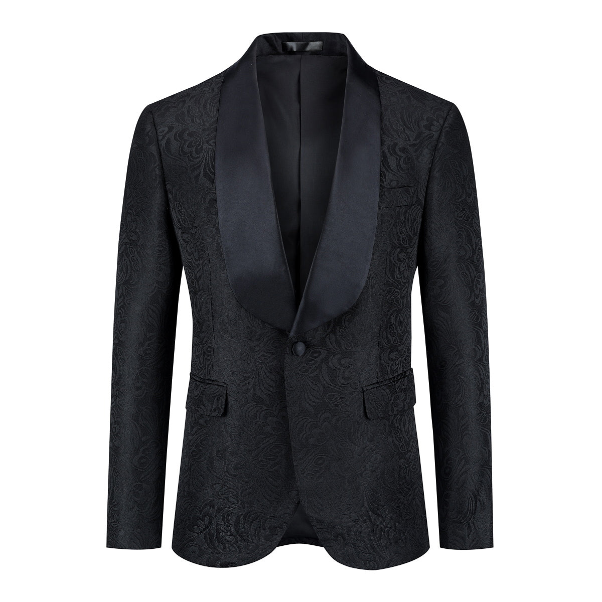 Paisley Suit 2-Piece Slim Fit Print Suit Black
