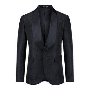 Paisley Suit 2-Piece Slim Fit Print Suit Black