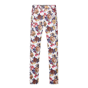 2-Piece Slim Fit Floral Print Suit White