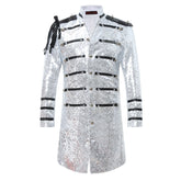 Party Coats Slim Fit Silver Sequin Robe