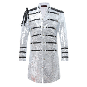 Party Coats Slim Fit Silver Sequin Robe