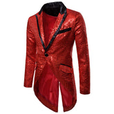 Red Sequin Decorated Swallowtail Coat