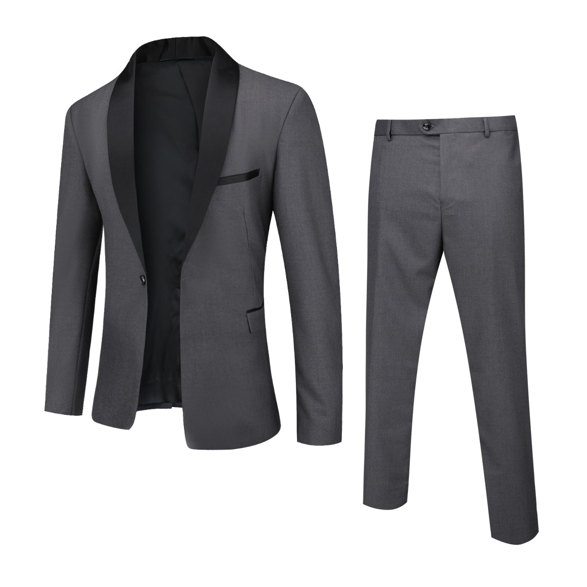 2-Piece Slim Fit One Button Casual Grey Suit
