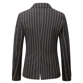 Men's Autumn Plaid Jacket One Button Casual Blazer Dark Grey