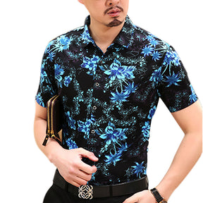 Slim Fit Floral Blue Jasmine Flower Shirt