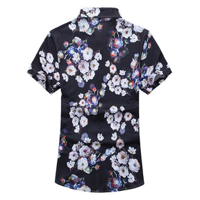 Slim Fit White Pear Blossom Shirt Black
