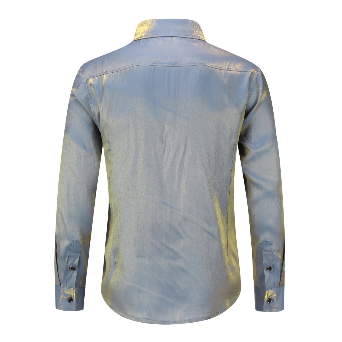 Men's Solid Color Silk Comfort Long Sleeve Shirt Navy