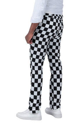 Men's Black and White Check Straight Casual Trousers