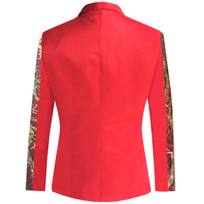 Slim Fit Sequin Blazer Casual Red Blazer