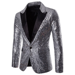 Silver Shiny Sequin Jacket Party Tuxedo Blazer