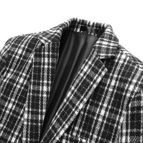 Men's Autumn One Button Casual Plaid Jacket Black
