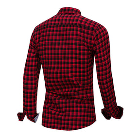 Slim Fit Plaid Twill Shirt Red