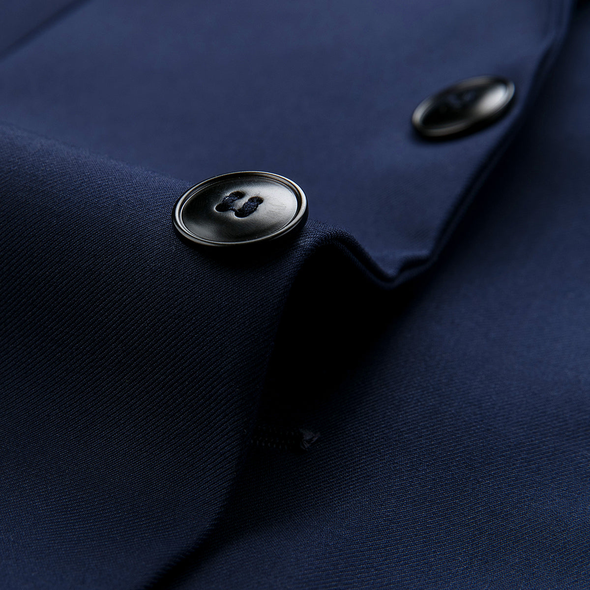Men's Two-Button Back Slit Lapel Collar 3-Piece Suit Navy
