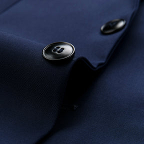 Men's Two-Button Back Slit Lapel Collar 3-Piece Suit Navy