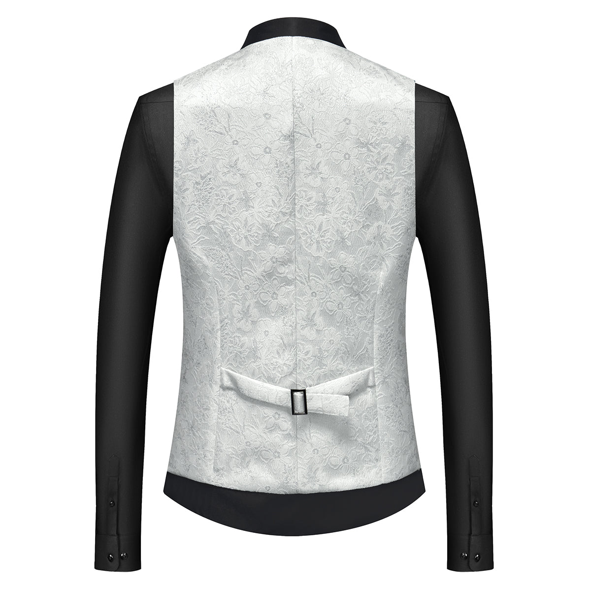 Men's Shawl Collar Print Suit 3-Piece Dress Suit White