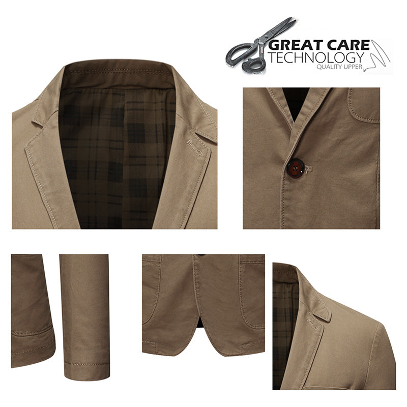 Dark Khaki Two-Button Solid Color Jacket