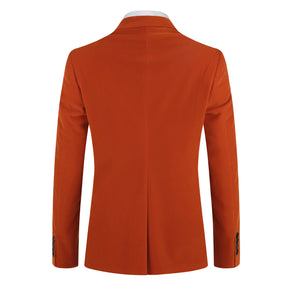 Slim Fit 2-Piece Orange Pleuche Velvet Tuxedo Suit