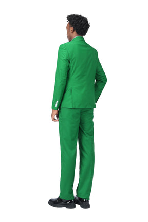 2-Piece Double Breasted Solid Color Green Suit