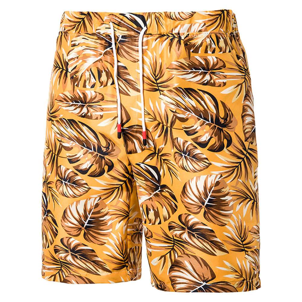 Relaxed Fit Leaf Print Shorts Yellow