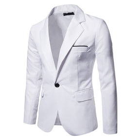 Men's Casual Slim Fit Jacket Daily Blazer Coat Tops White