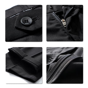 Black Classic Slim Fit Fit Stretch Flat Front Pants