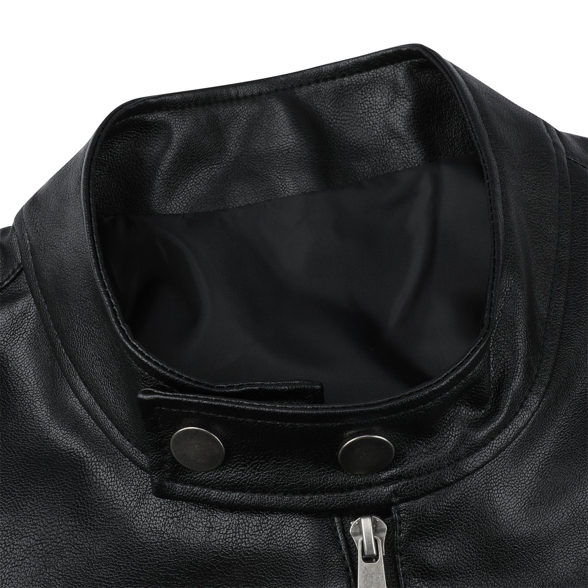 Men's Leather Jacket Casual Zip Up Motorcycle Outwear Black 2