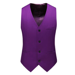 Mens 3 Piece Dress Suit Formal Casual Tux Vest Trousers Purple