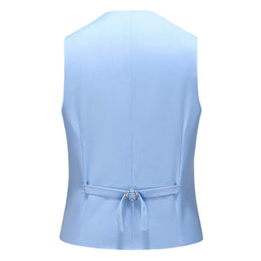Mens 3 Piece Dress Suit Formal Casual Tux Vest Trousers Light Blue