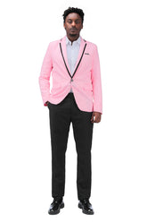 Men's One Button Solid Color Casual Blazer Pink