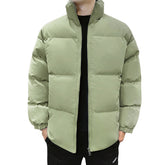 Men's Solid Color Stand Collar Cotton Coat Green