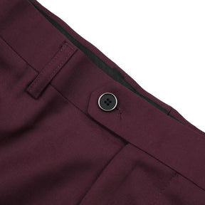 Slim Fit One Button Casual Wine Red 3-Piece Suit