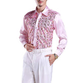 Slim Fit Sequin Party Shirt Pink