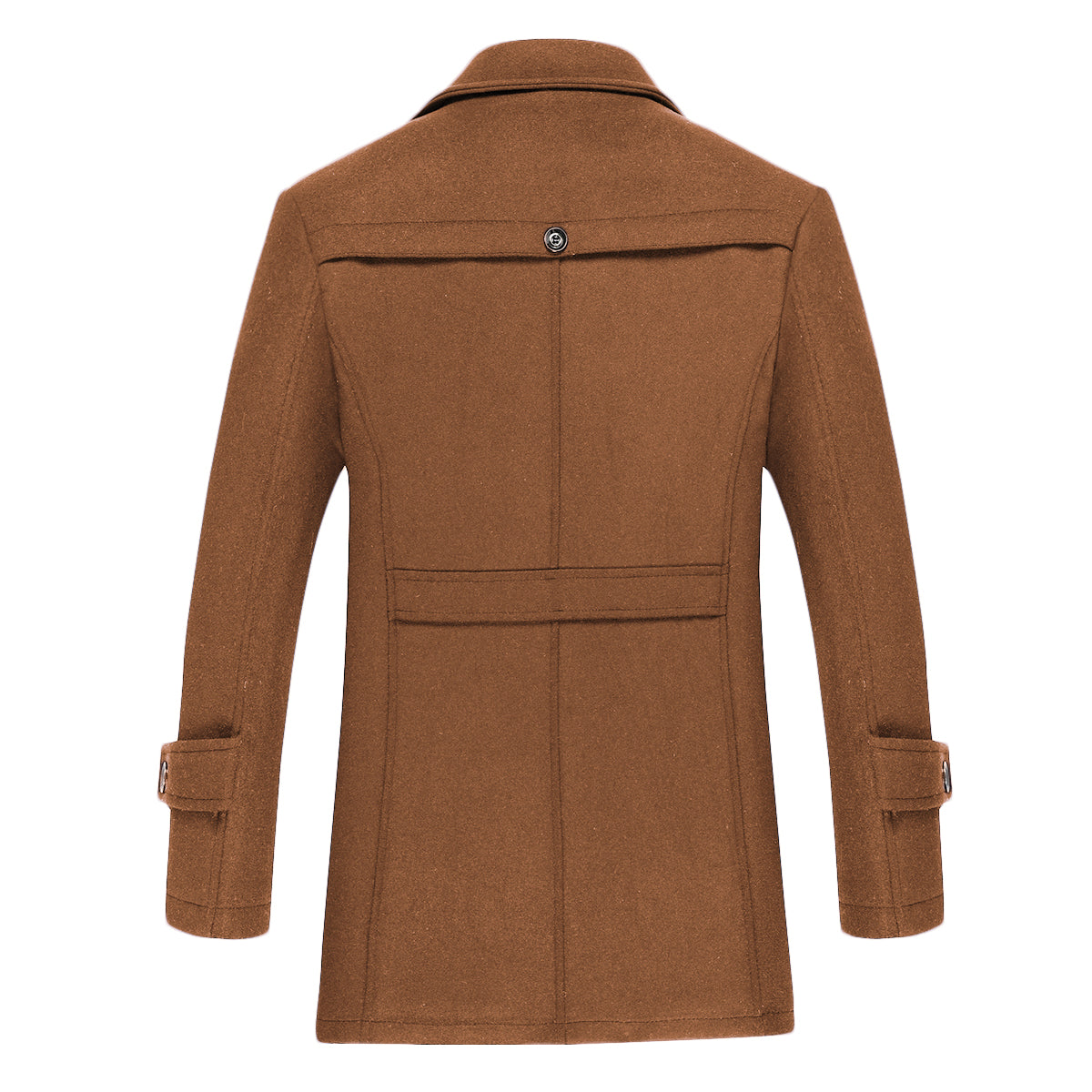 Men's Thick Solid Color Lapel Casual Coat Cotton Khaki