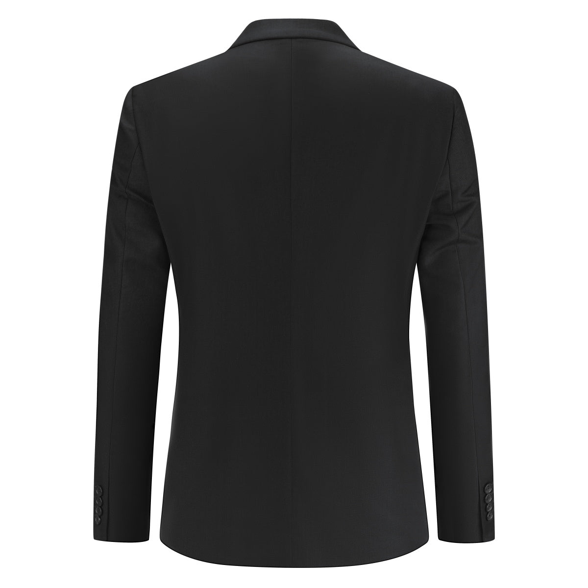 2-Piece Double Breasted Solid Color Black Suit