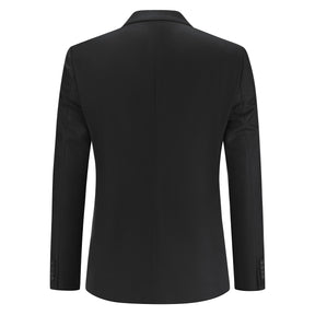 2-Piece Double Breasted Solid Color Black Suit