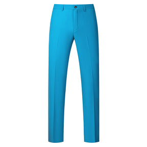 Men's Two-Button Back Slit Lapel Collar 3-Piece Suit Sea Blue