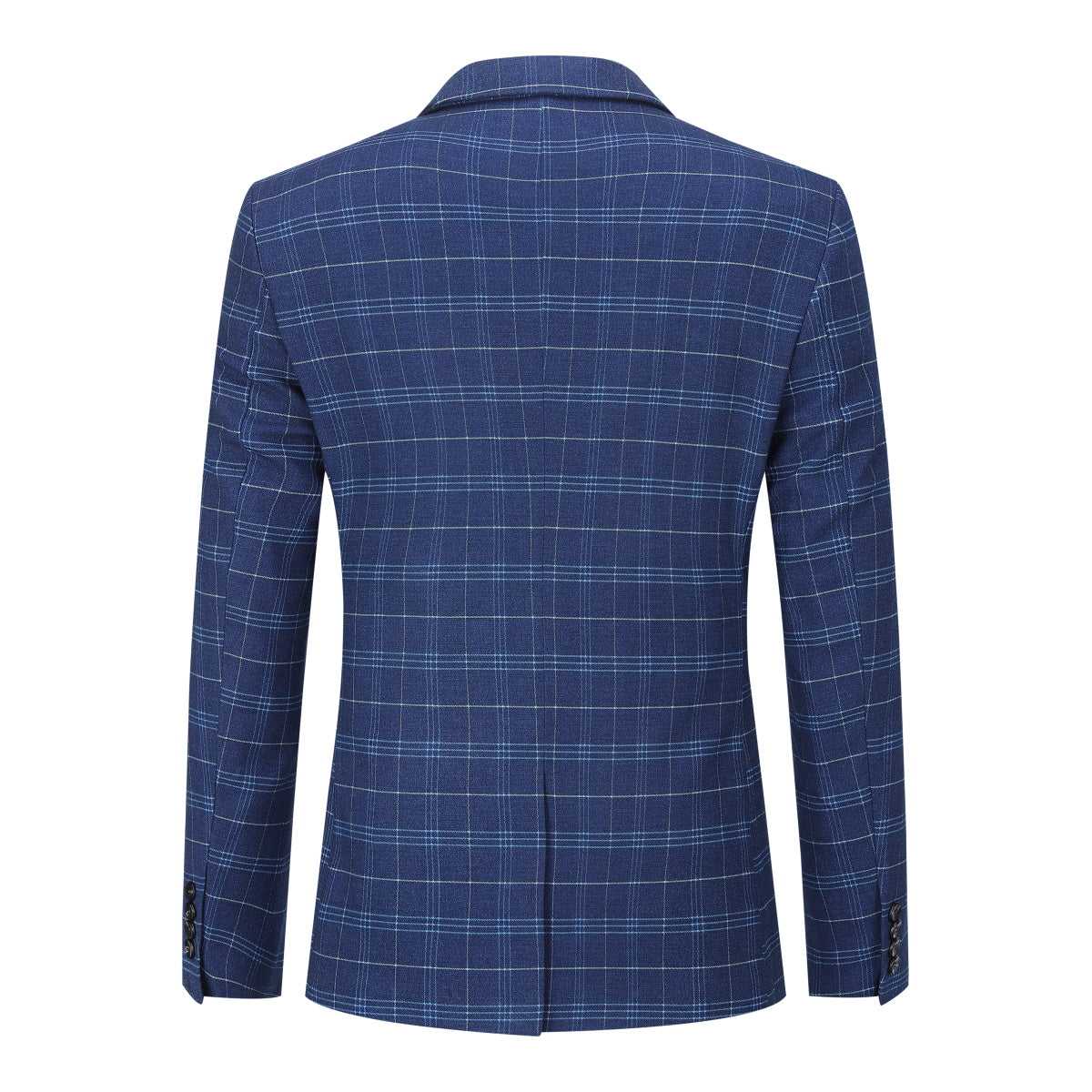 2-Piece Slim Fit Vintage Plaid Suit Blue