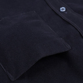 Men's Square Neck Solid Velvet Shirt Black