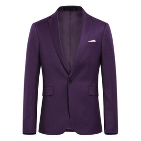 Mens Solid Color One Button Single Breasted Blazer Purple