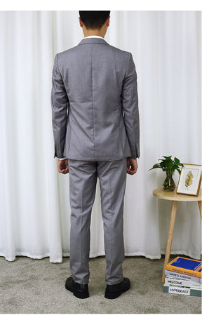 2-Piece Slim Fit 1 Button Dress Suit Large Size Light Grey