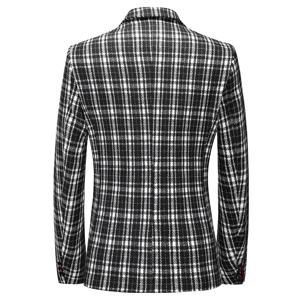 Men's Autumn One Button Casual Plaid Jacket Black