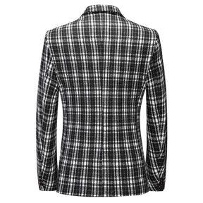 Men's Autumn One Button Casual Plaid Jacket Black